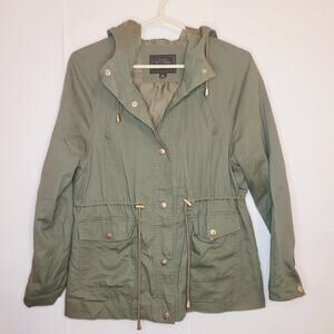 Miss London army green cargo utility hooded jacket Size Med Gorpcore Fisherman